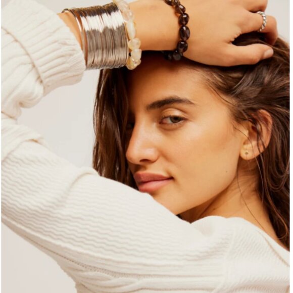 new Free People Swinging Cable 100% cotton Cuff Top Shirt (252) - Picture 8 of 10